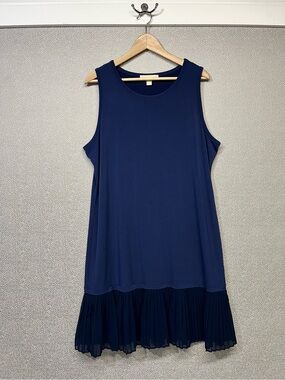 XL Michael Michael Kors Navy Sleeveless Pleated-Hem Women’s Dress